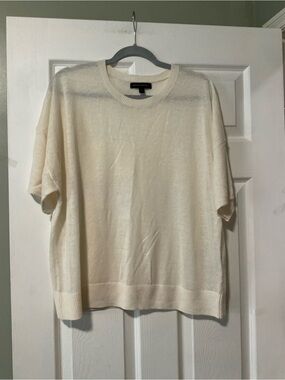 Banana Republic Cream Short-Sleeve Crewneck Knit Top